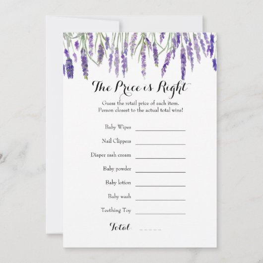 Dubbelzijdig - twee Baby shower games Kaart (Achterkant)