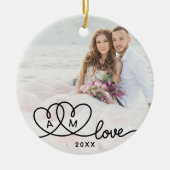 Dubbelzijdig Twee Foto Script Liefde Keramisch Ornament (Voorkant)