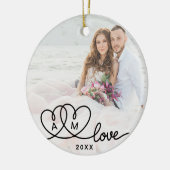 Dubbelzijdig Twee Foto Script Liefde Keramisch Ornament (Links)
