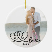 Dubbelzijdig Twee Foto Script Liefde Keramisch Ornament (Achterkant)
