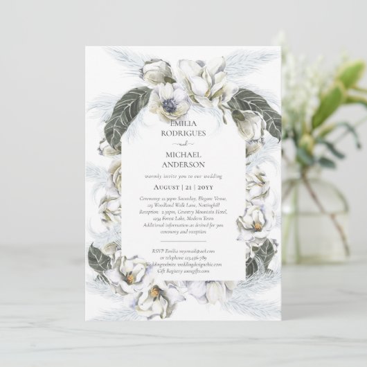 Dubbelzijdig tweedubbel huwelijk witte blauwe bloe kaart (Staand voorkant)