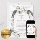 Dubbelzijdig tweedubbel huwelijk witte blauwe bloe kaart