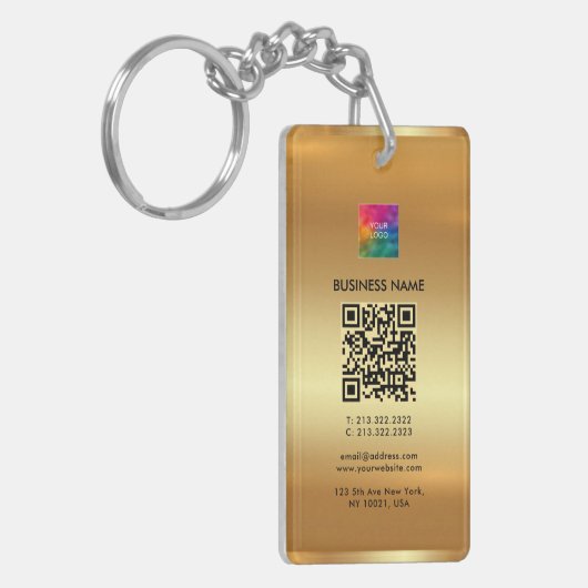 Dubbelzijdig Upload uw Logo Gold QR-code toevoegen Sleutelhanger (Voorkant Links)