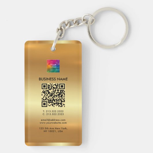Dubbelzijdig Upload uw Logo Gold QR-code toevoegen Sleutelhanger (achterkant)