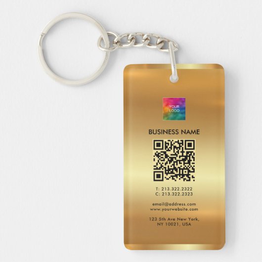Dubbelzijdig Upload uw Logo Gold QR-code toevoegen Sleutelhanger (Voorkant)