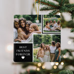 Dubbelzijdig vier foto's en Bestie Quote Keepomwil Keramisch Ornament<br><div class="desc">Beste vrienden zijn zulke speciale mensen. Veronderstel uw beest met deze prachtige trendy douane 4 (vier) foto en vriendschap citeert versiering. Met een modern afbeelding collage, de tekst 'BEST FRIENDS FOREVER' en een schattig klein wit hart. Aan de achterzijde staat de vierde foto van het BFF-citaat: "Nooit apart, misschien op...</div>
