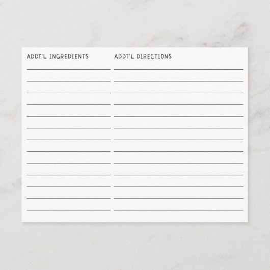 Dubbelzijdig vliegtuig Travel Thema Recept Kaart (Achterkant)