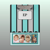 Dubbelzijdig voeg initialen 8 foto's grijze munt t klembord