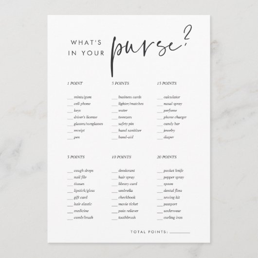 Dubbelzijdig Vrijgezellenfeest Bingo & Purse Game  Kaart (Voorkant)