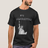 Dubbelzijdig Vrijheidsbeeld NYC Manhattan Mannen T-shirt (Voorkant)