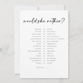 Dubbelzijdig wil je liever games Vrijgezellenfeest Kaart (Achterkant)