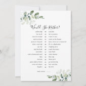 Dubbelzijdig wil je liever games Vrijgezellenfeest Kaart (Achterkant)