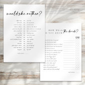 Dubbelzijdig wil je liever games Vrijgezellenfeest Kaart