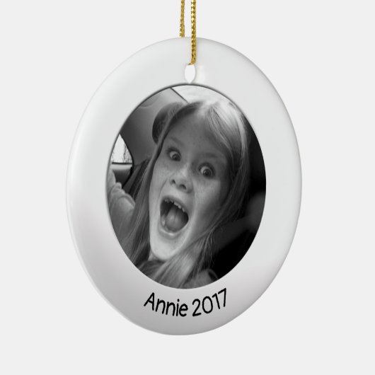 Dubbelzijdig wit 2 x Aangepaste foto en tekst Keramisch Ornament (Rechts)