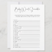 Dubbelzijdig Word Zoeken Scramble Baby shower spel Kaart (Voorkant)