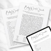 Dubbelzijdig Word Zoeken Scramble Baby shower spel Kaart