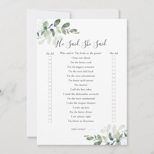 Dubbelzijdig zei hij dat ze zei Vrijgezellenfeest Kaart (Voorkant)