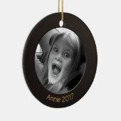Dubbelzijdig zwart 2 x aangepaste foto en tekst keramisch ornament (Rechts)
