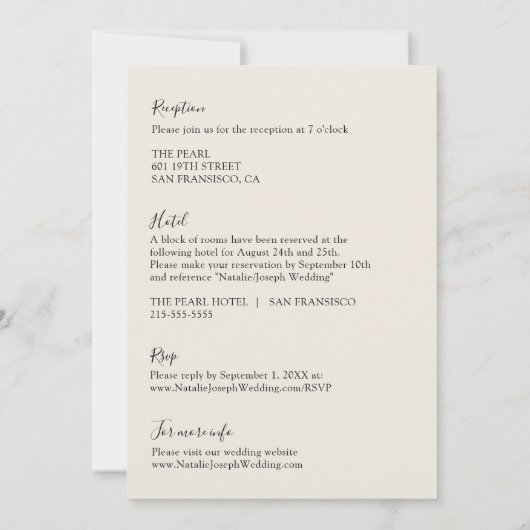 Dubbelzijdig Zwart & Beige Boho Neutraal Huwelijk Kaart (Achterkant)