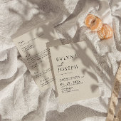 Dubbelzijdig Zwart & Beige Boho Neutraal Huwelijk Kaart