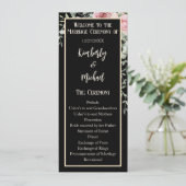 Dubbelzijdig Zwart Roze Boho Wedding Programma Programmakaart (Staand voorkant)
