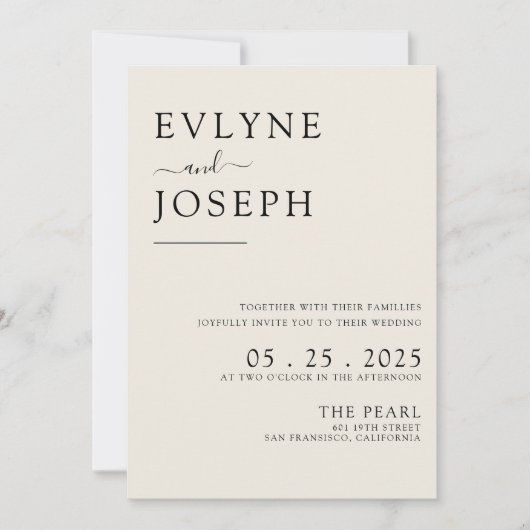 Dubbelzijdig Zwart & Wit Modern Boho Wedding Kaart (Voorkant)