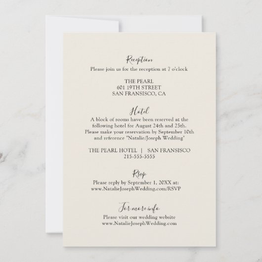 Dubbelzijdig Zwart & Wit Modern Boho Wedding Kaart (Achterkant)