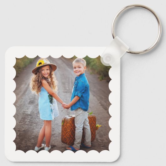 Dubbelzijdige aangepaste twee foto's sleutelhanger (Achterkant)