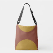 Dubbelzijdige abstracte kunst print geel op bruin crossbody tas (Voorkant)