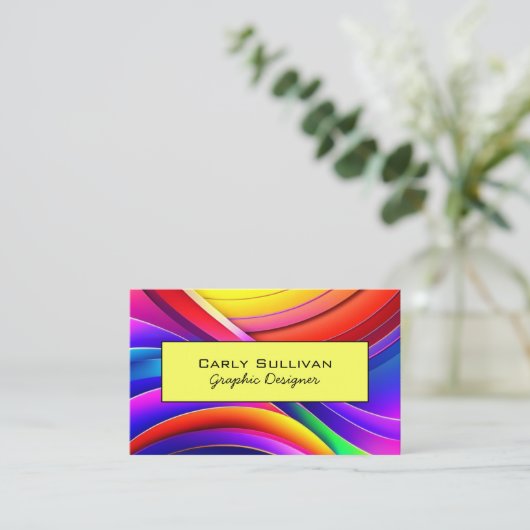 Dubbelzijdige Abstracte regenboog met QR-code Visitekaartje (Staand voorkant)