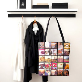 Dubbelzijdige all-over print fotocollage tote bag