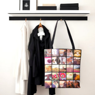 Dubbelzijdige all-over print fotocollage tote bag