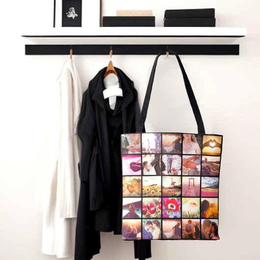 Dubbelzijdige all-over print fotocollage tote bag