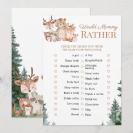 Dubbelzijdige Baby Shower Spellen Dieren Woodland Kaart