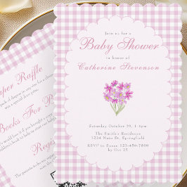 Dubbelzijdige Baby Shower Uitnodiging Roze Bloemen
