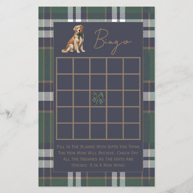 Dubbelzijdige babyshower-spellen Chic Hond Thema (Voorkant)