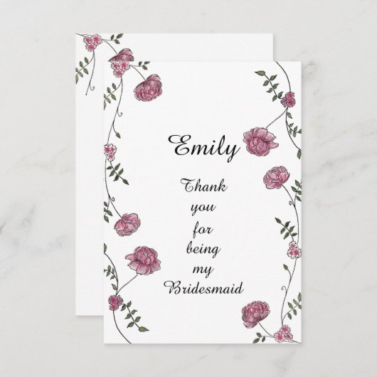 Dubbelzijdige bedankkaart voor bruidsmeisje (Voorkant / Achterkant)