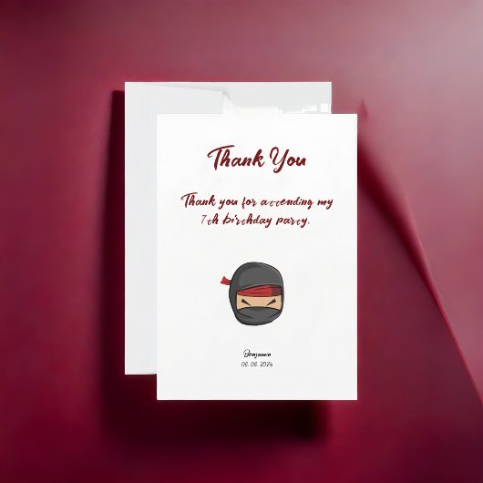 Dubbelzijdige bewerkbare ninja-thema bedankkaart