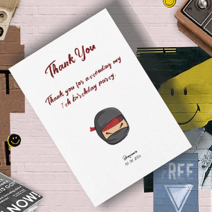 Dubbelzijdige bewerkbare ninja-thema bedankkaart