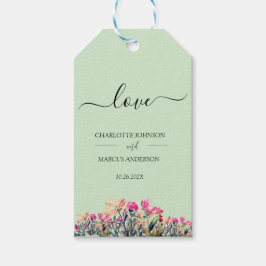 Dubbelzijdige bloemige pepermunt cadeautag favorie cadeaulabel