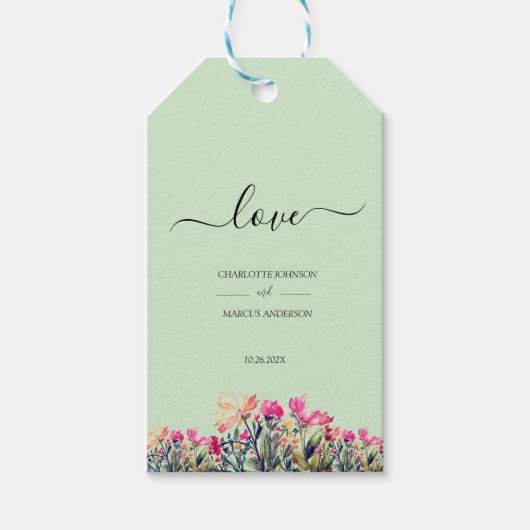 Dubbelzijdige Bloemmunt Groene bruiloft cadeau Lab Cadeaulabel (Voorkant)