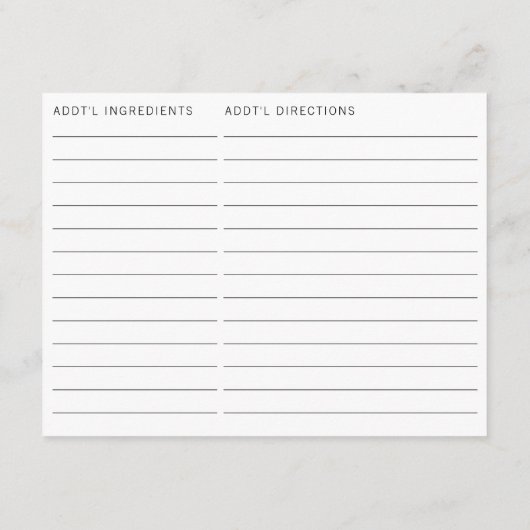 Dubbelzijdige Boeren Markt Bruids Recept Kaart (Achterkant)