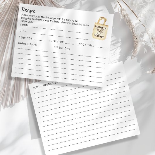 Dubbelzijdige Boeren Markt Bruids Recept Kaart