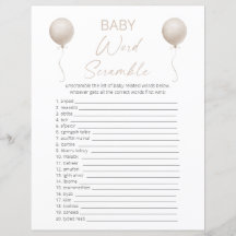 Dubbelzijdige Boho Balloon Baby shower Game Kaart