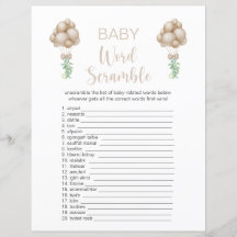 Dubbelzijdige Boho Balloons Baby shower Game Kaart