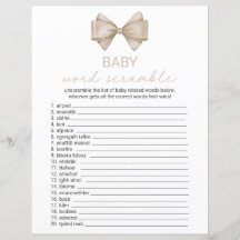 Dubbelzijdige Boho Bow Baby shower Game Kaart