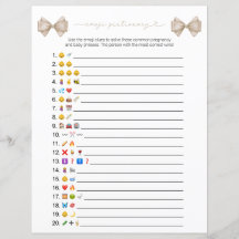 Dubbelzijdige Boho Bow Emoji Baby shower Game Kaar