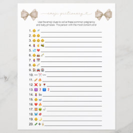 Dubbelzijdige Boho Bow Emoji Baby shower Game Kaar