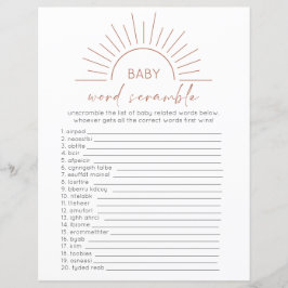 Dubbelzijdige Boho Sun Baby shower Game Kaart