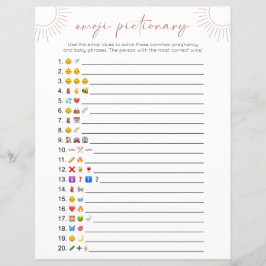 Dubbelzijdige Boho Sun Emoji Baby shower Game Kaar